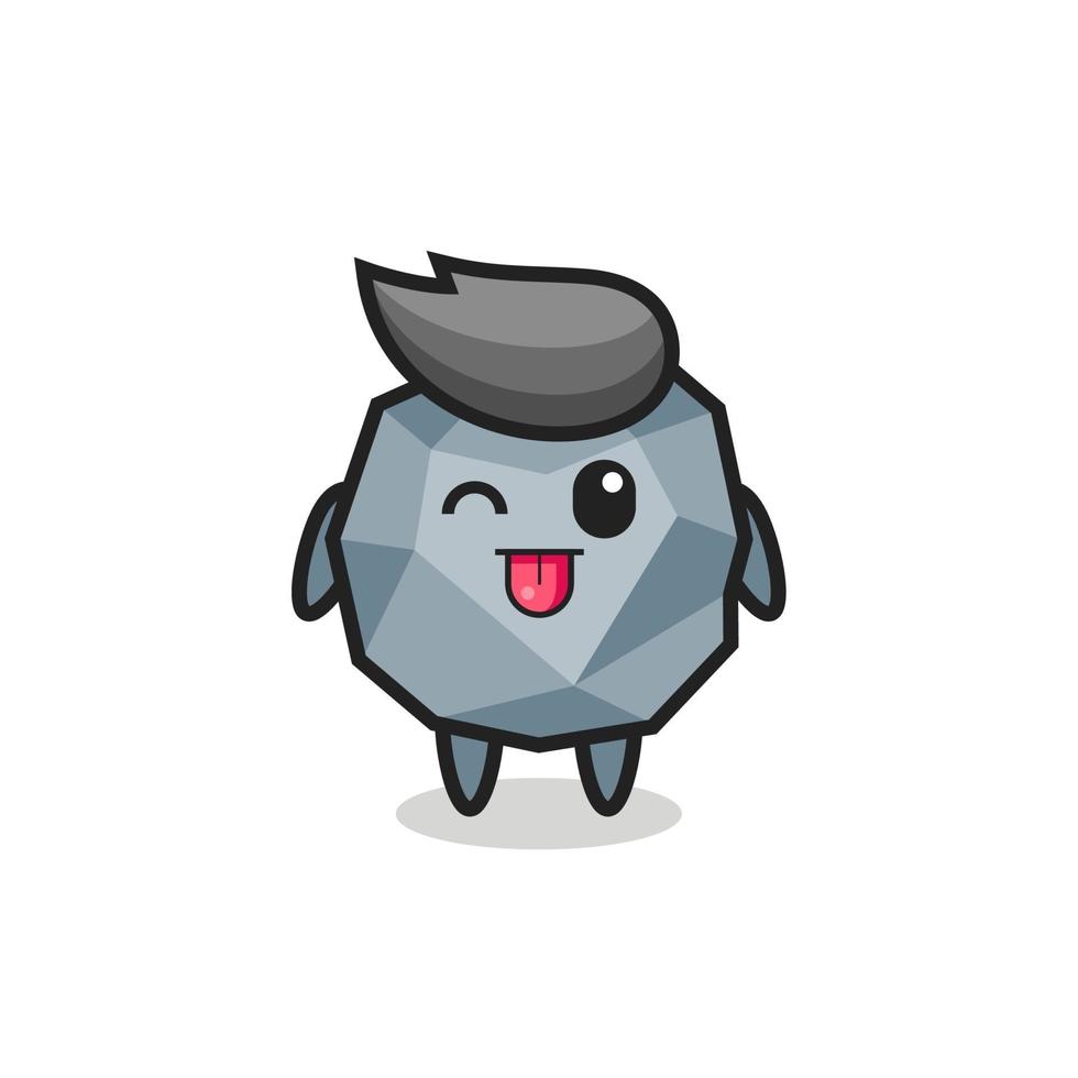 cute stone character in sweet expression while sticking out her tongue vector