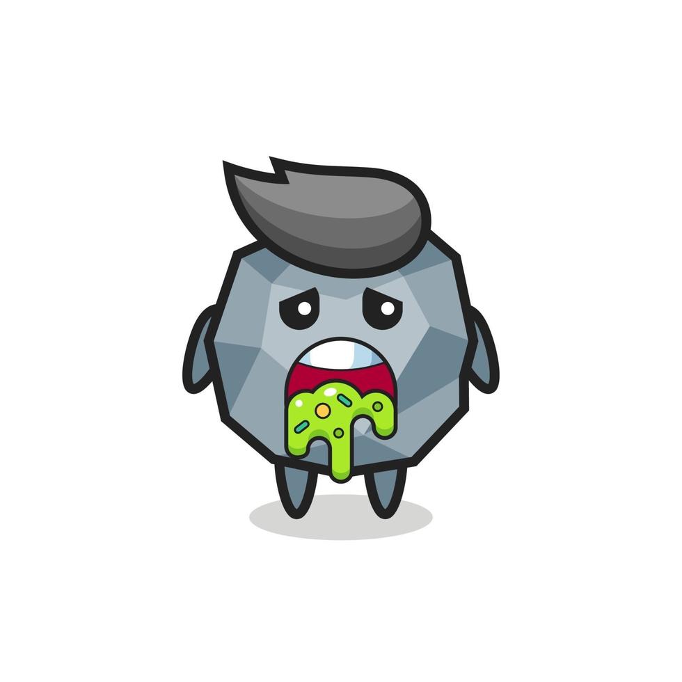 the cute stone character with puke vector