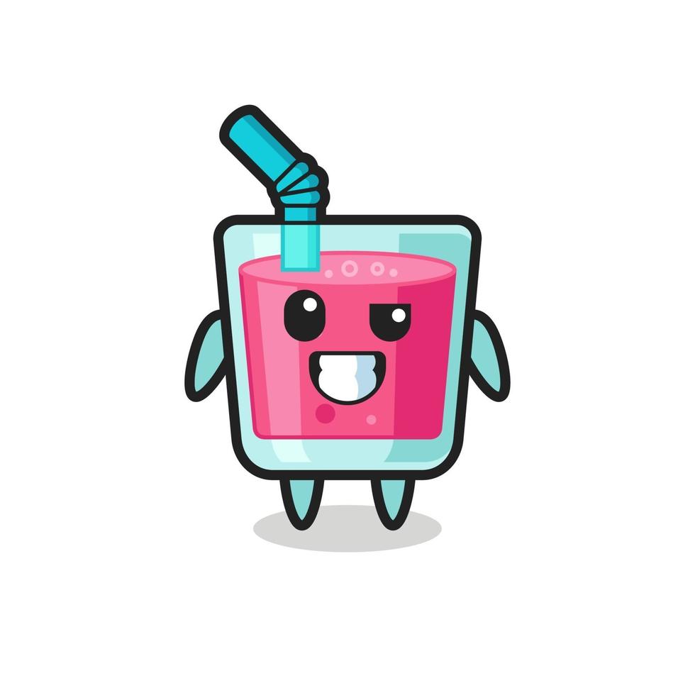 cute strawberry juice mascot with an optimistic face vector