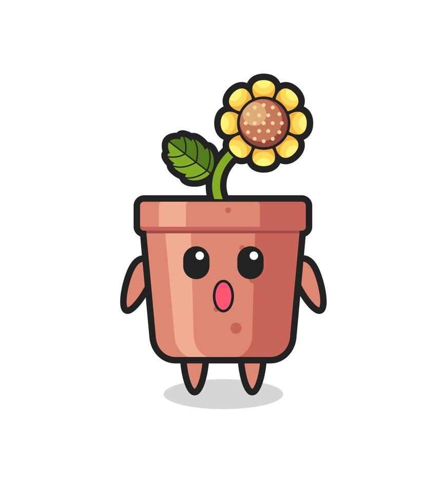 the amazed expression of the sunflower pot cartoon vector