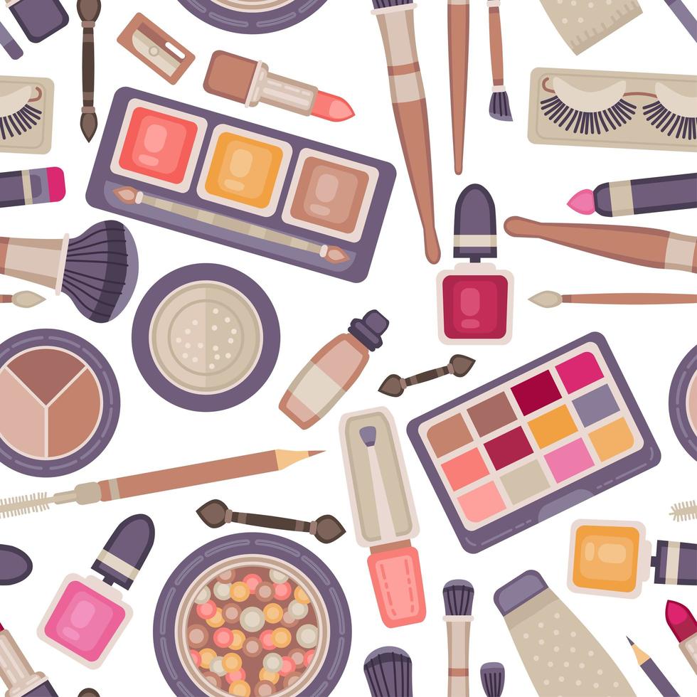 Face make up tools seamless pattern. Vector