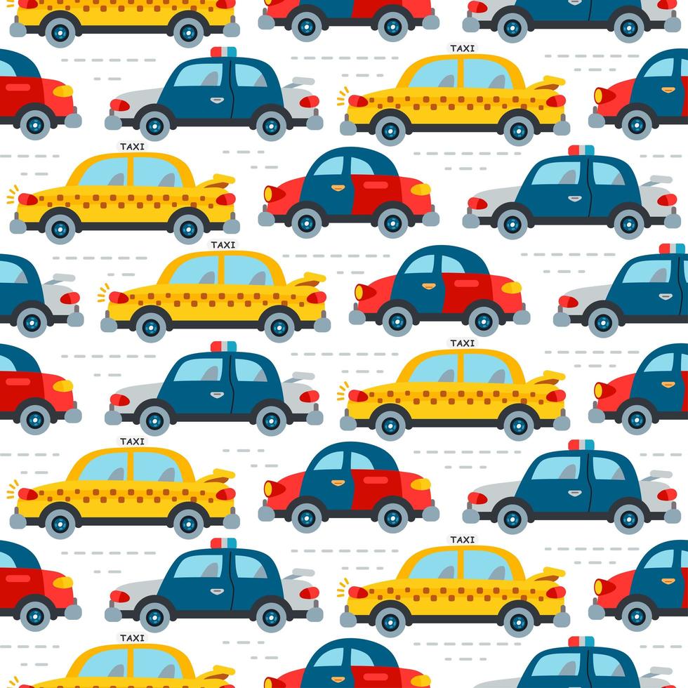 Seamless toy car background for baby boy vector