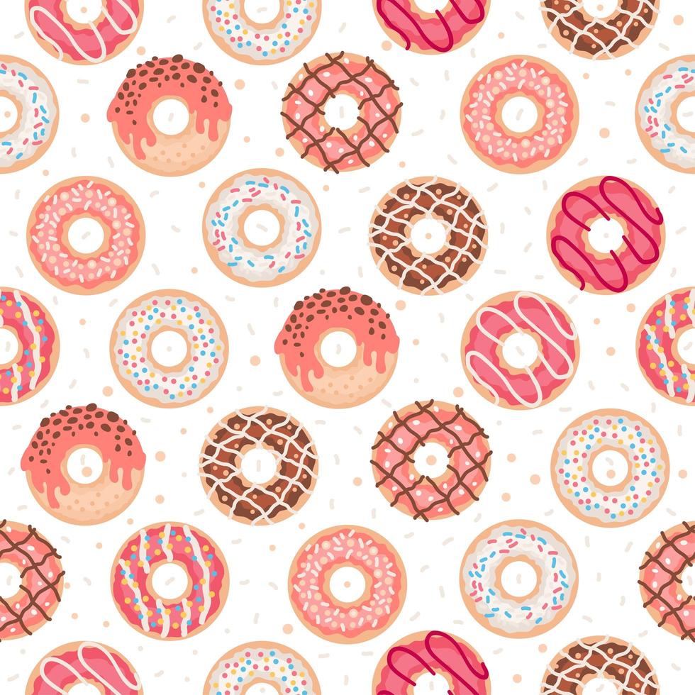 Seamless pattern with colorful donuts with glaze vector