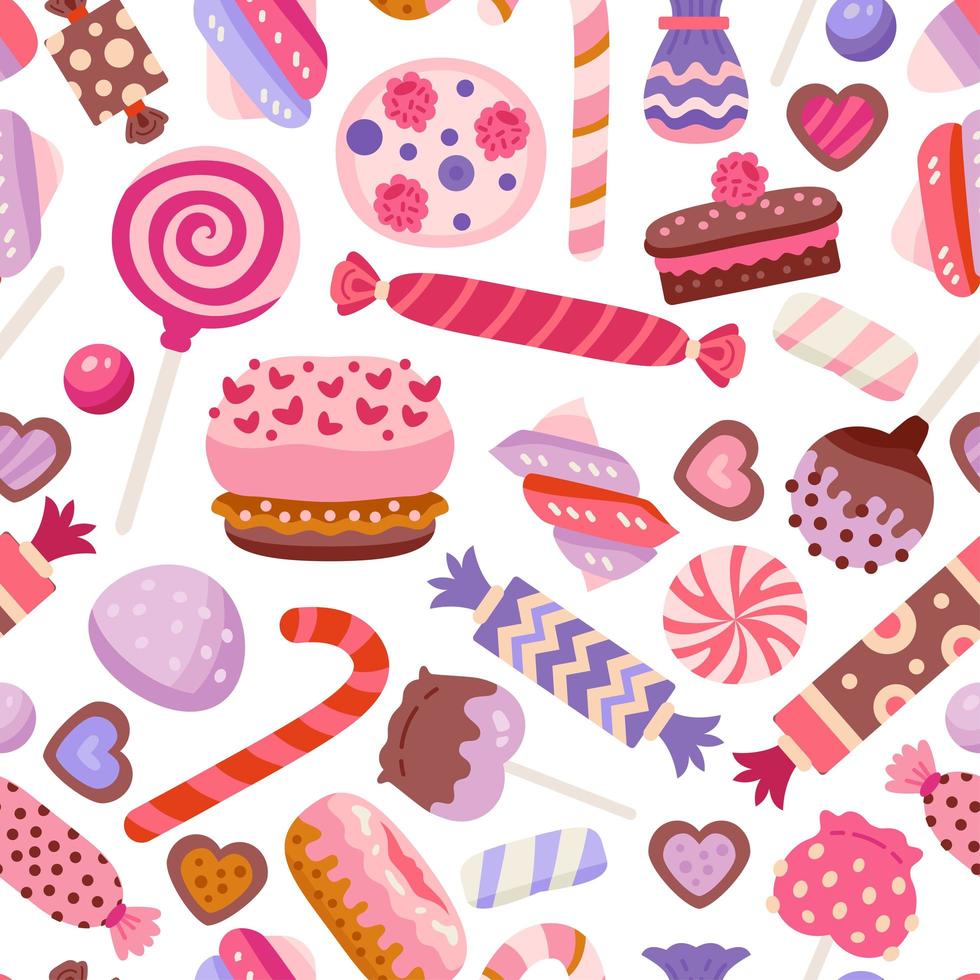 Valentine day sweet pattern with different cupcake vector