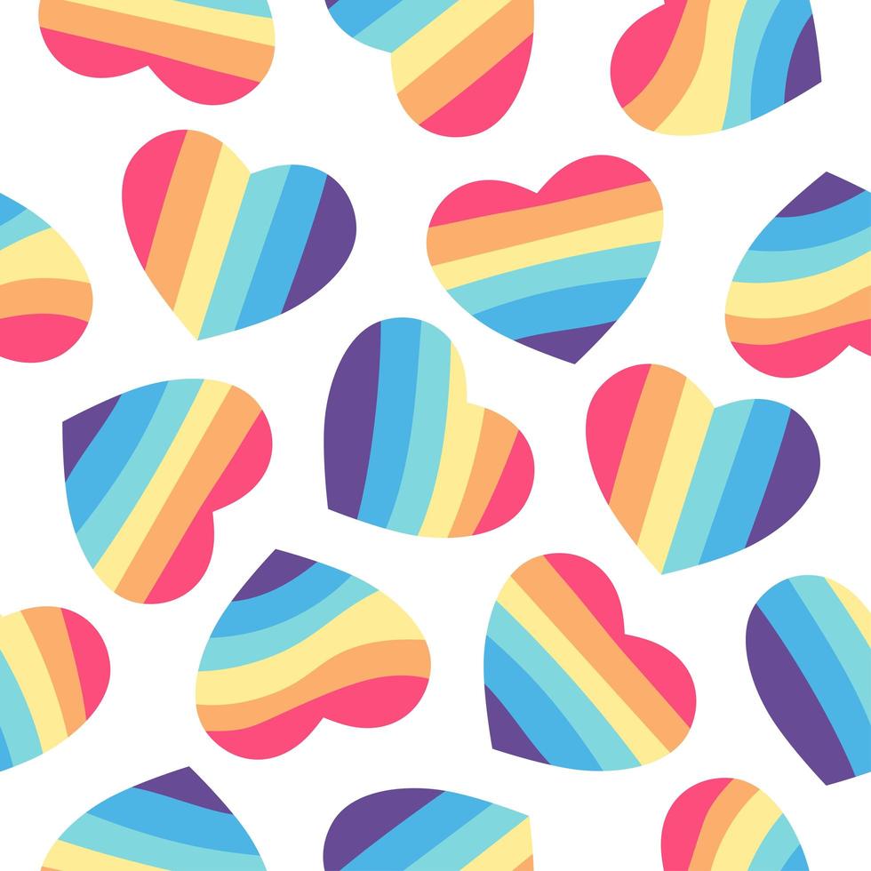 Seamless pattern with rainbow hearts. LGBT theme vector