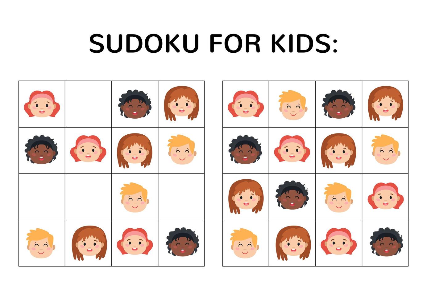 Sudoku game for kids with cute pictures. vector