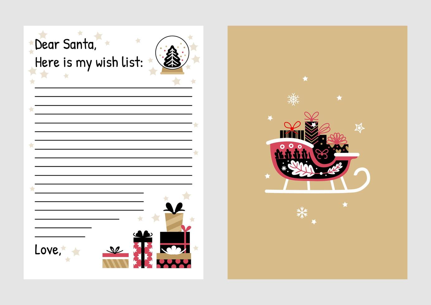 Plantilla de diseño de lista de deseos de Navidad. ilustración vectorial. vector