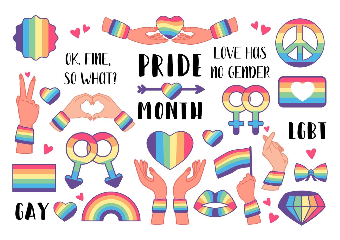 Collection of LGBTQ community symbols for pride vector