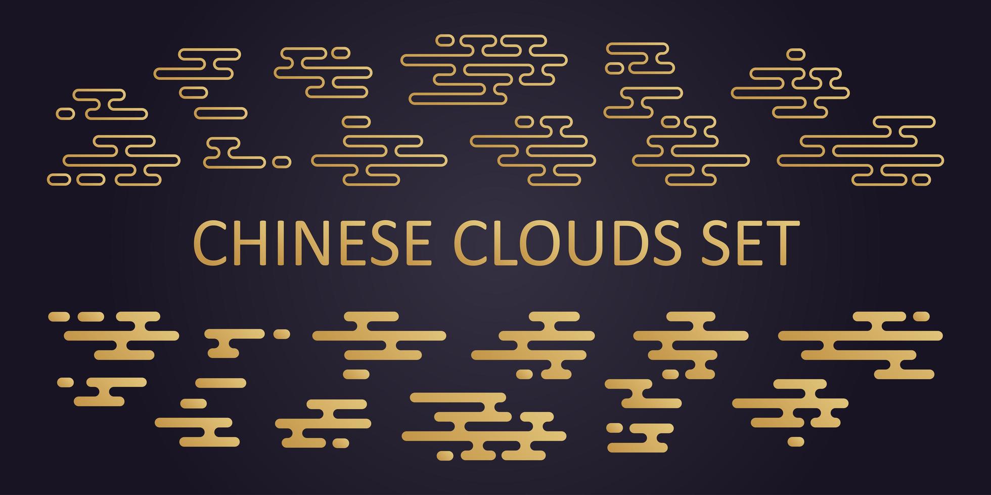 Asian cloud set. Vector collection of clouds in Chinese style