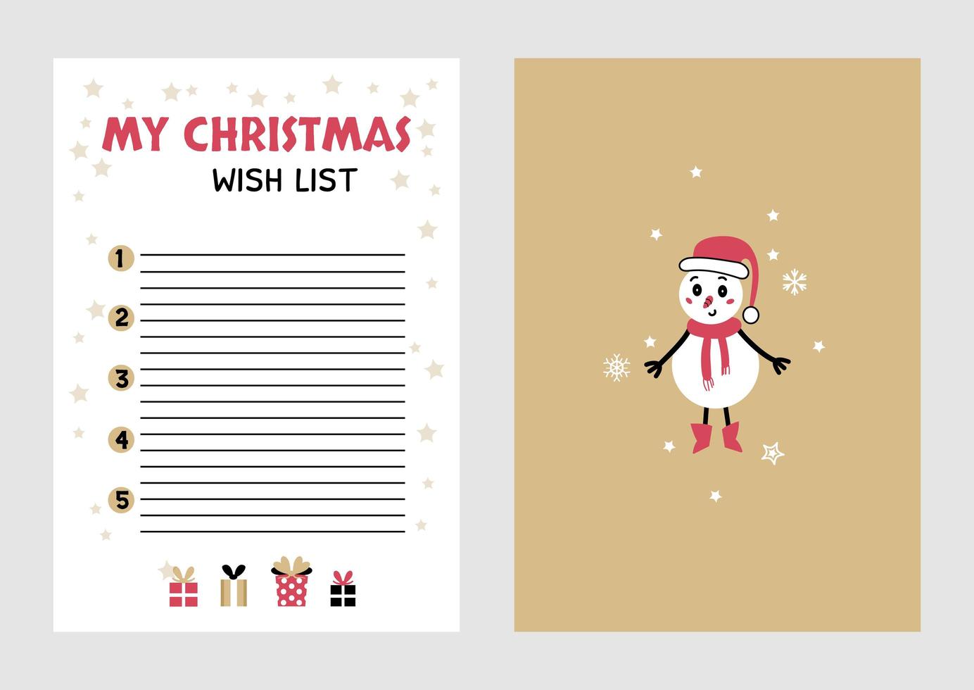 Christmas Wish List design template. Vector illustration.
