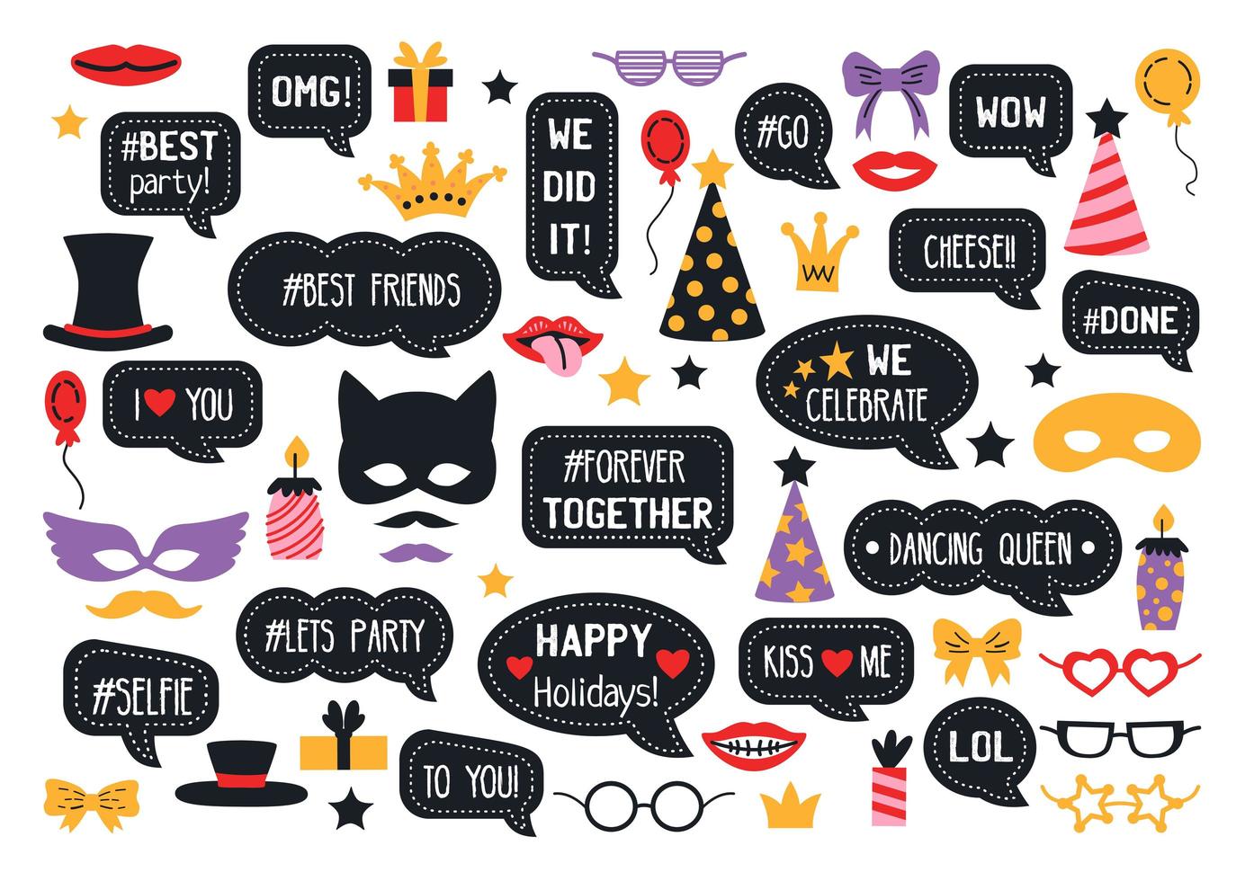 party-photo-booth-props-photobooth-vector-set-for-masquerade-3443600