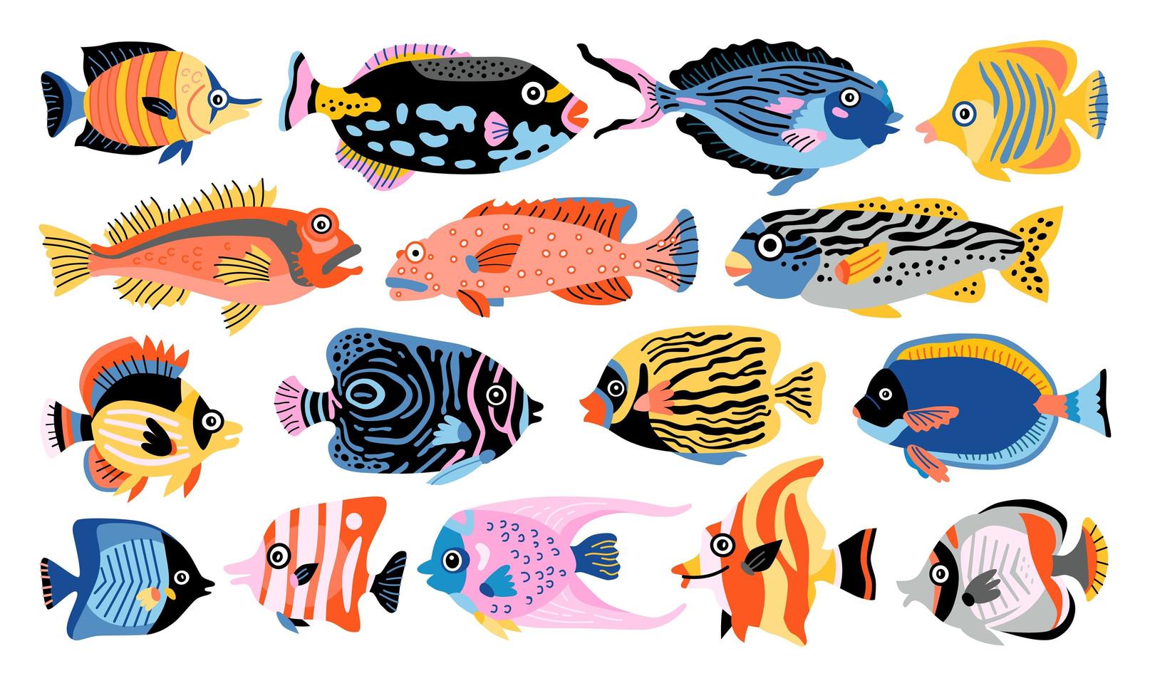 Tropical fish vector set. Isolated cartoon icon 3443608 Vector Art at  Vecteezy