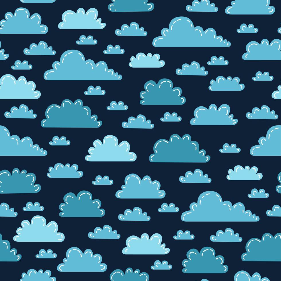 Night clouds cute seamless pattern. Kids Background vector