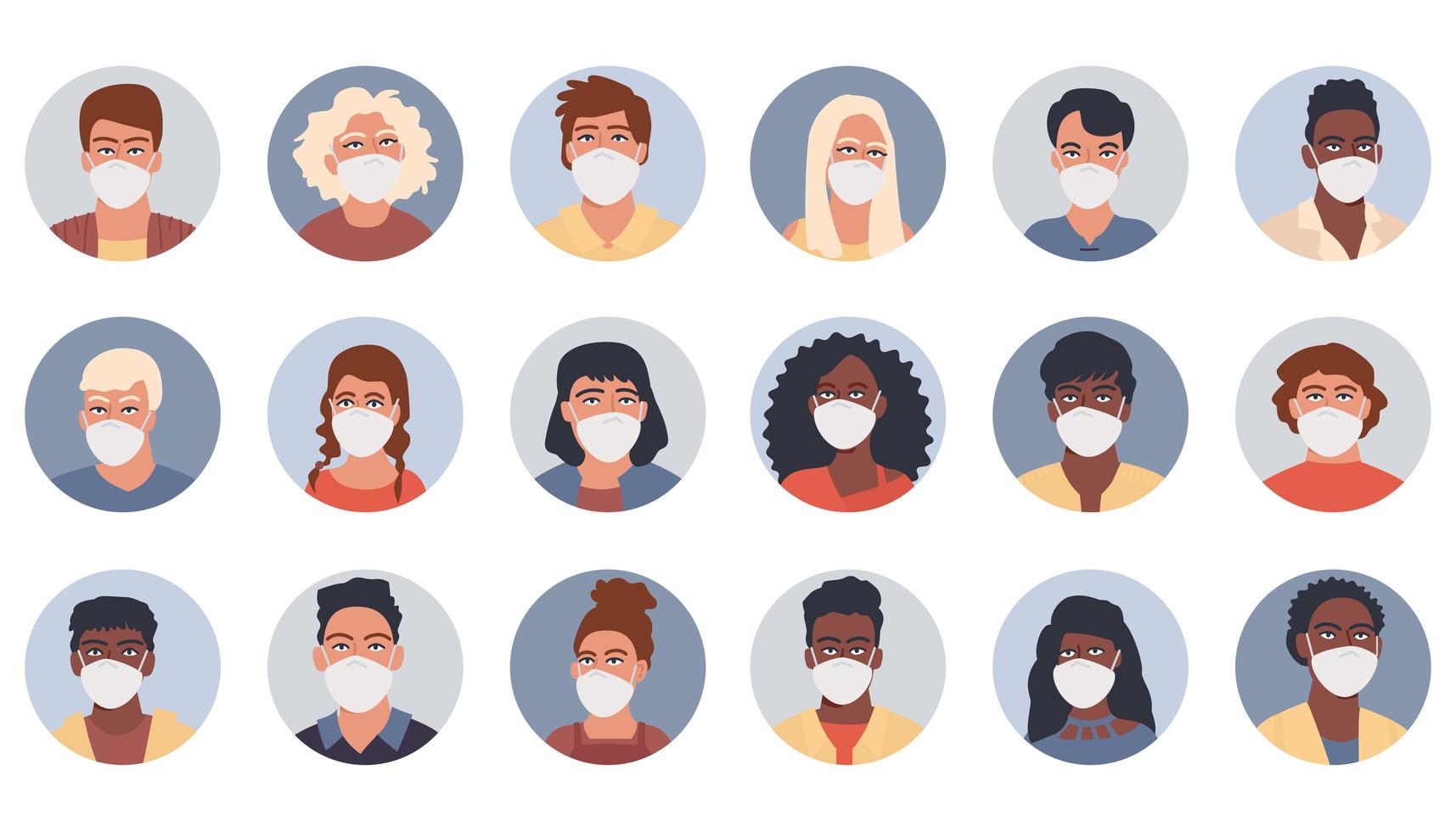 People in protective mask avatar big bundle vector