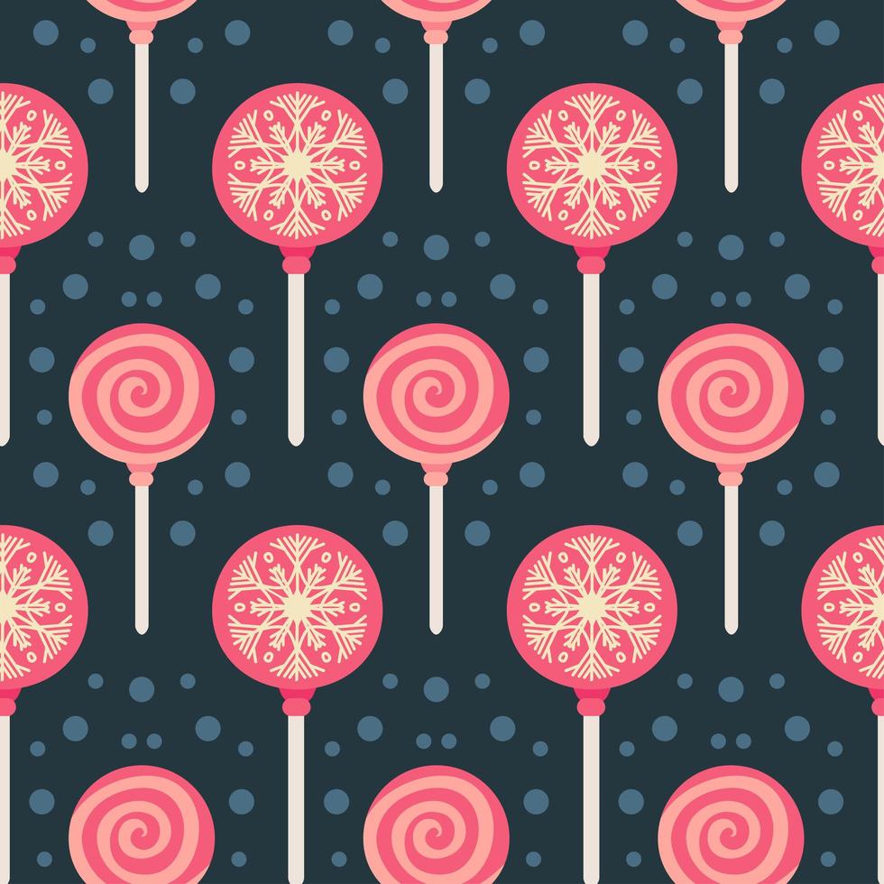 Christmas sweets pattern with candies and lollipop vector