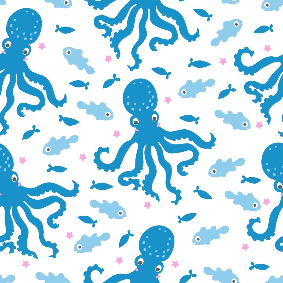 Childish marine kids pattern with underwater animals vector