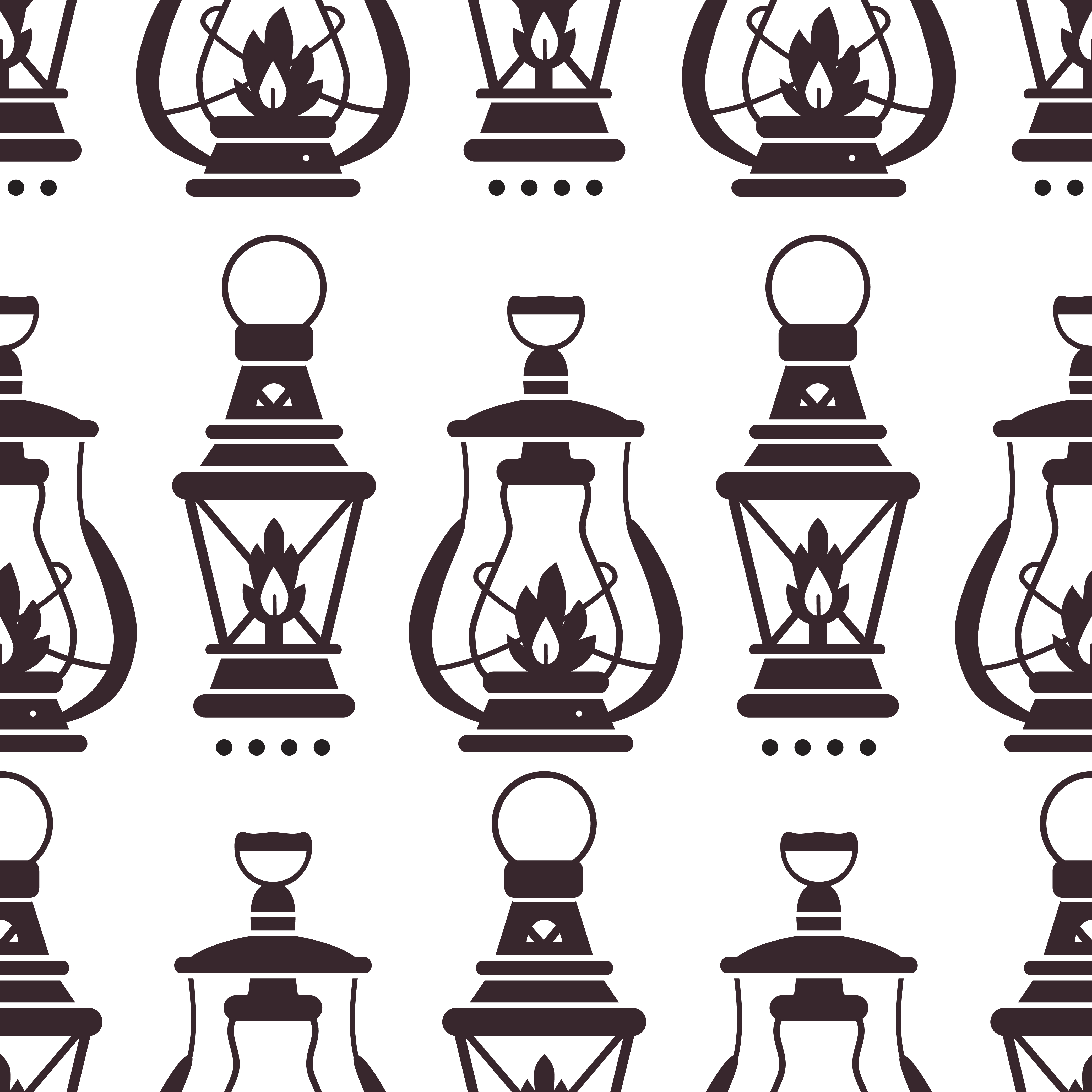 Camping silhouette lantern pattern in flat style. 3443635 Vector Art at