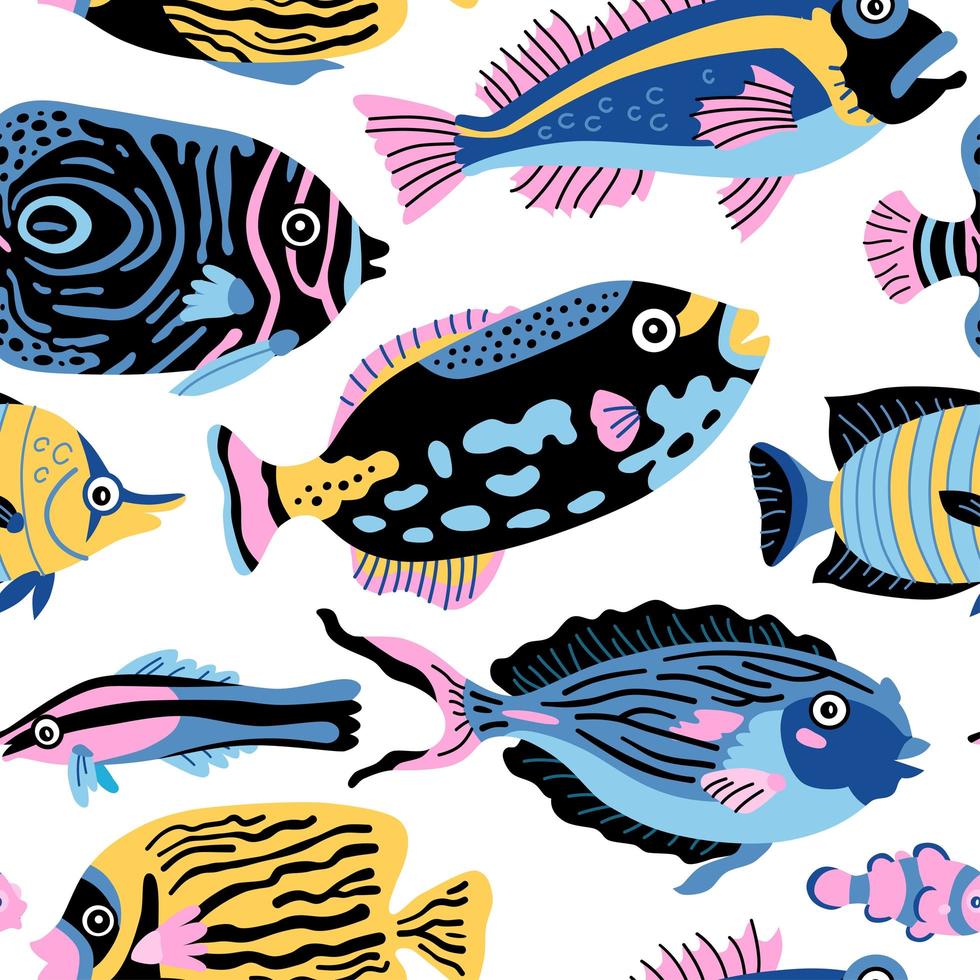 Childish marine kids pattern with underwater animals vector