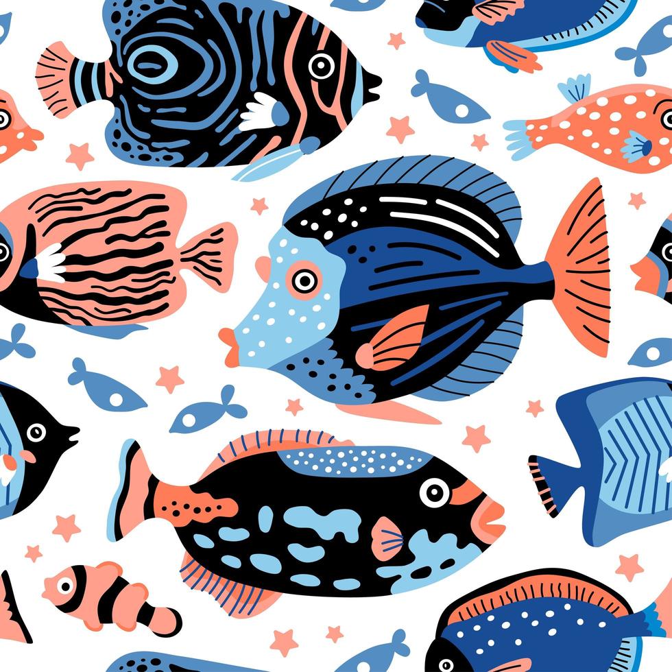 Childish marine kids pattern with underwater animals vector