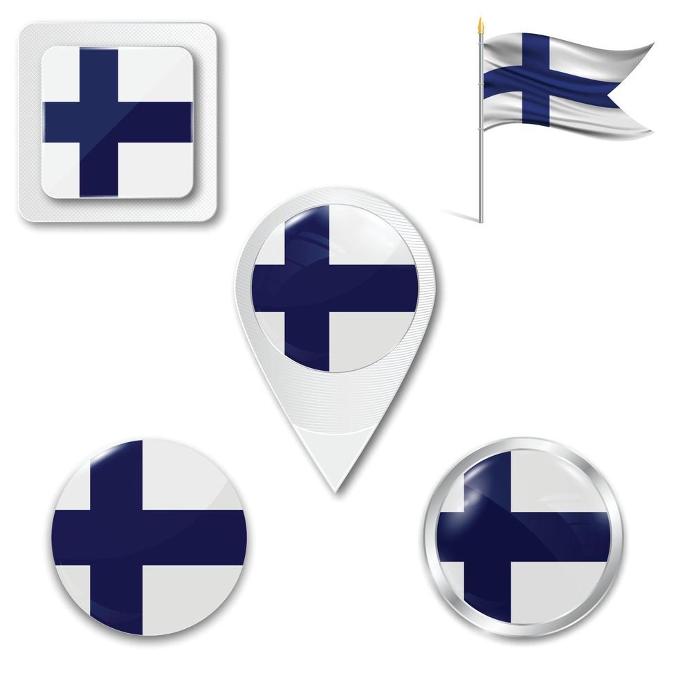 conjunto de iconos de la bandera nacional de finlandia vector