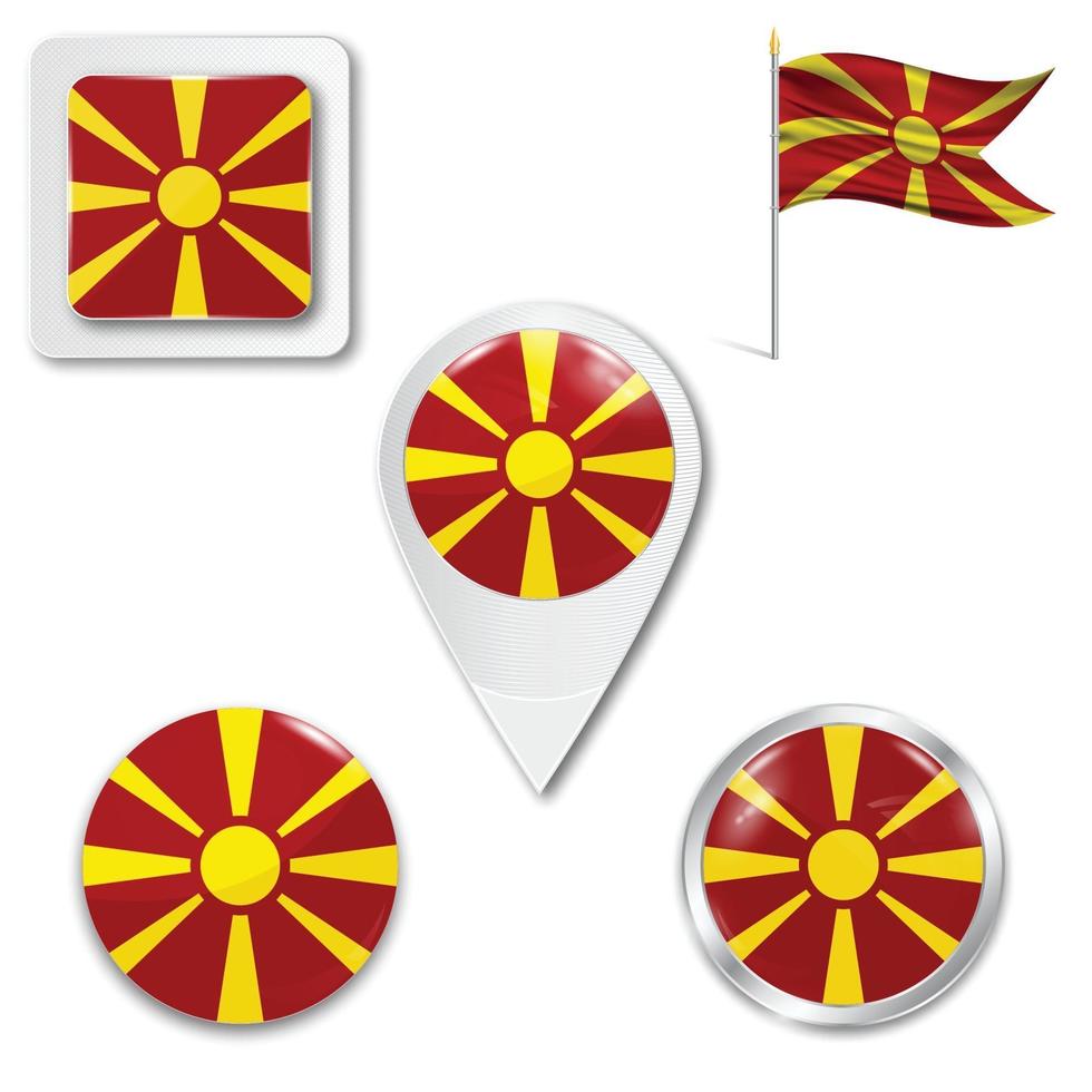 Set of icons of the national flag of Macedonia vector
