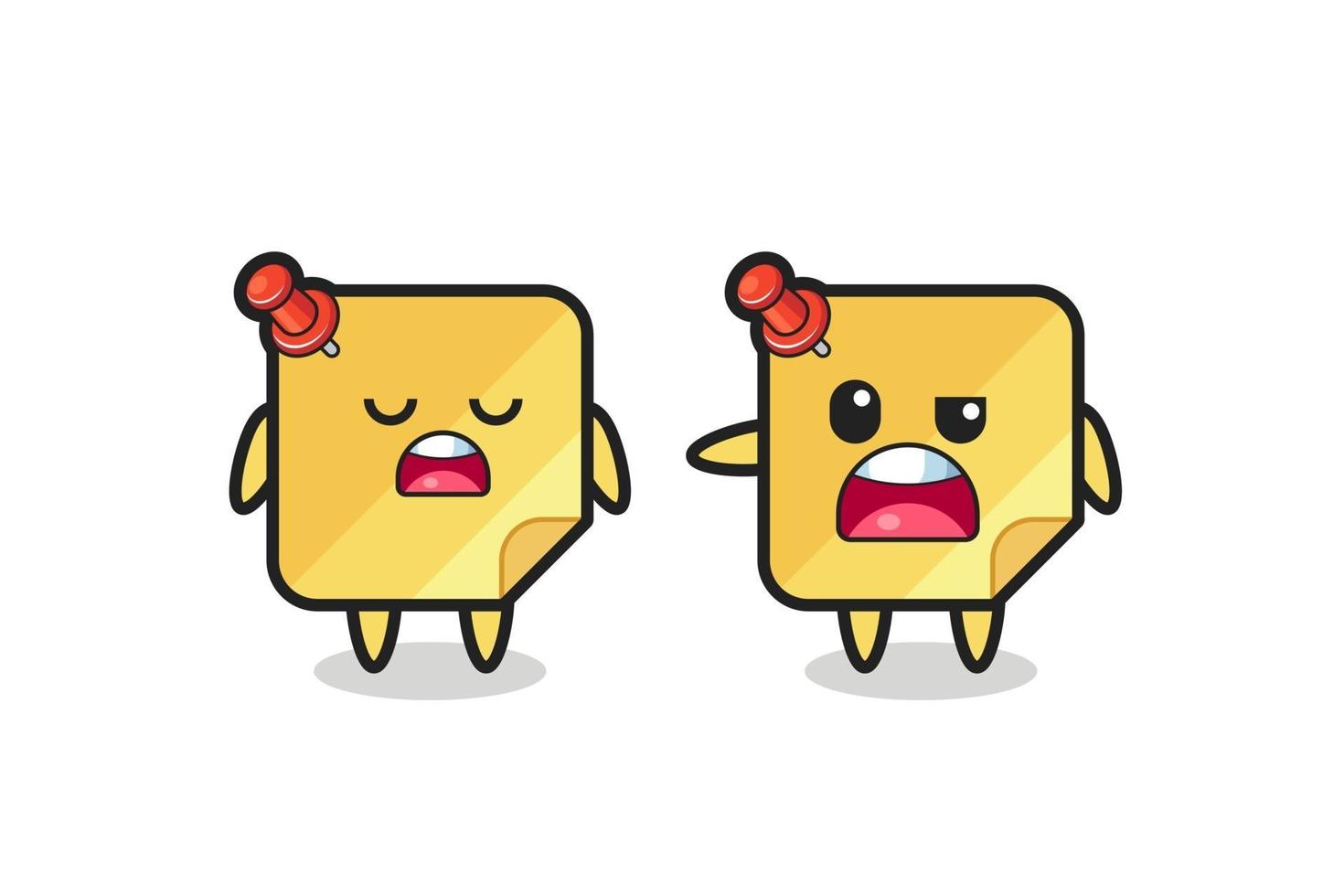 illustration of the argue between two cute sticky notes characters vector