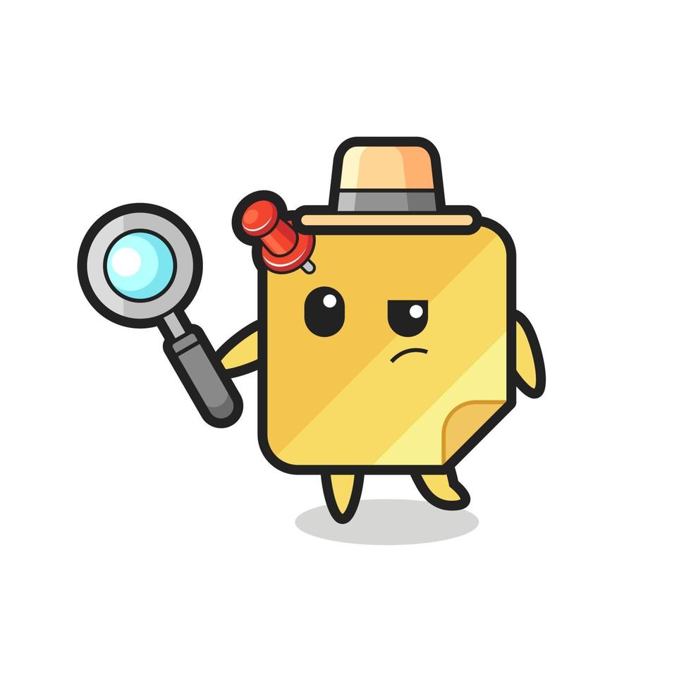 sticky notes detective character is analyzing a case vector