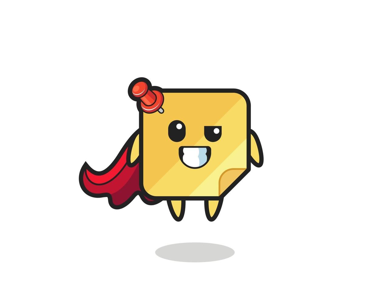 the cute sticky notes character as a flying superhero vector