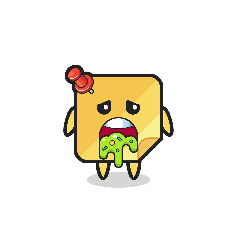 the cute sticky notes character with puke vector