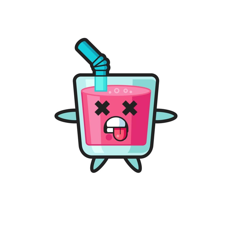 character of the cute strawberry juice with dead pose vector