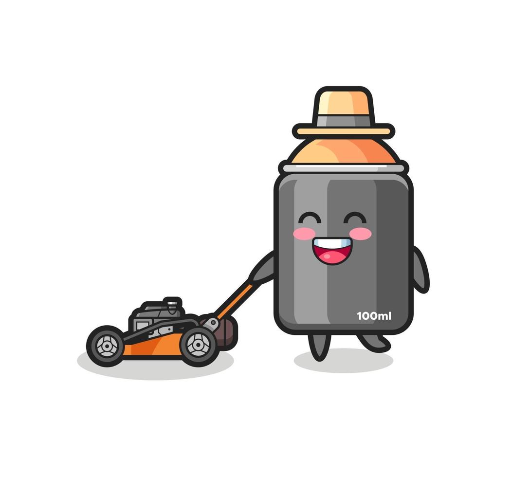 illustration of the spray paint character using lawn mower vector