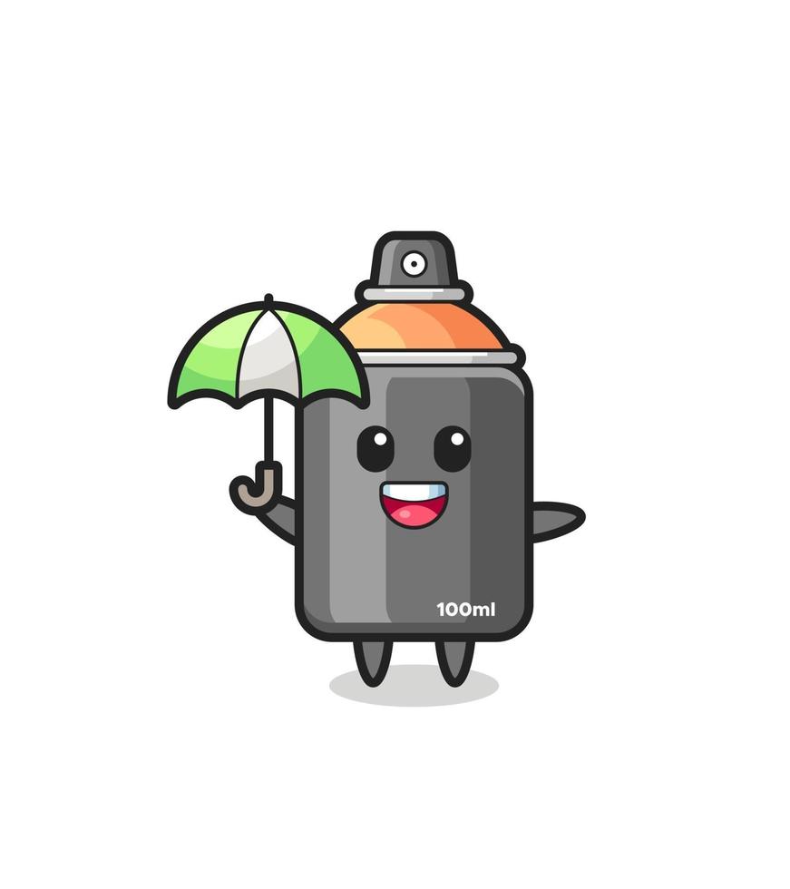 cute spray paint illustration holding an umbrella vector