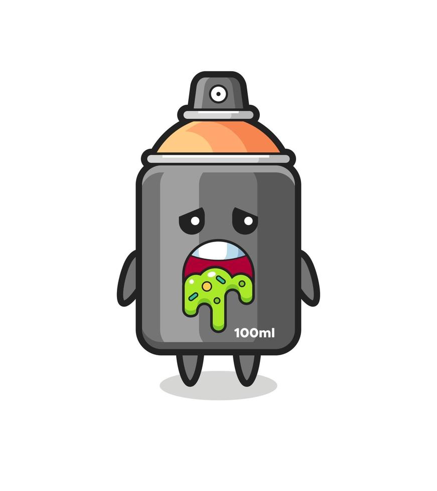 the cute spray paint character with puke vector