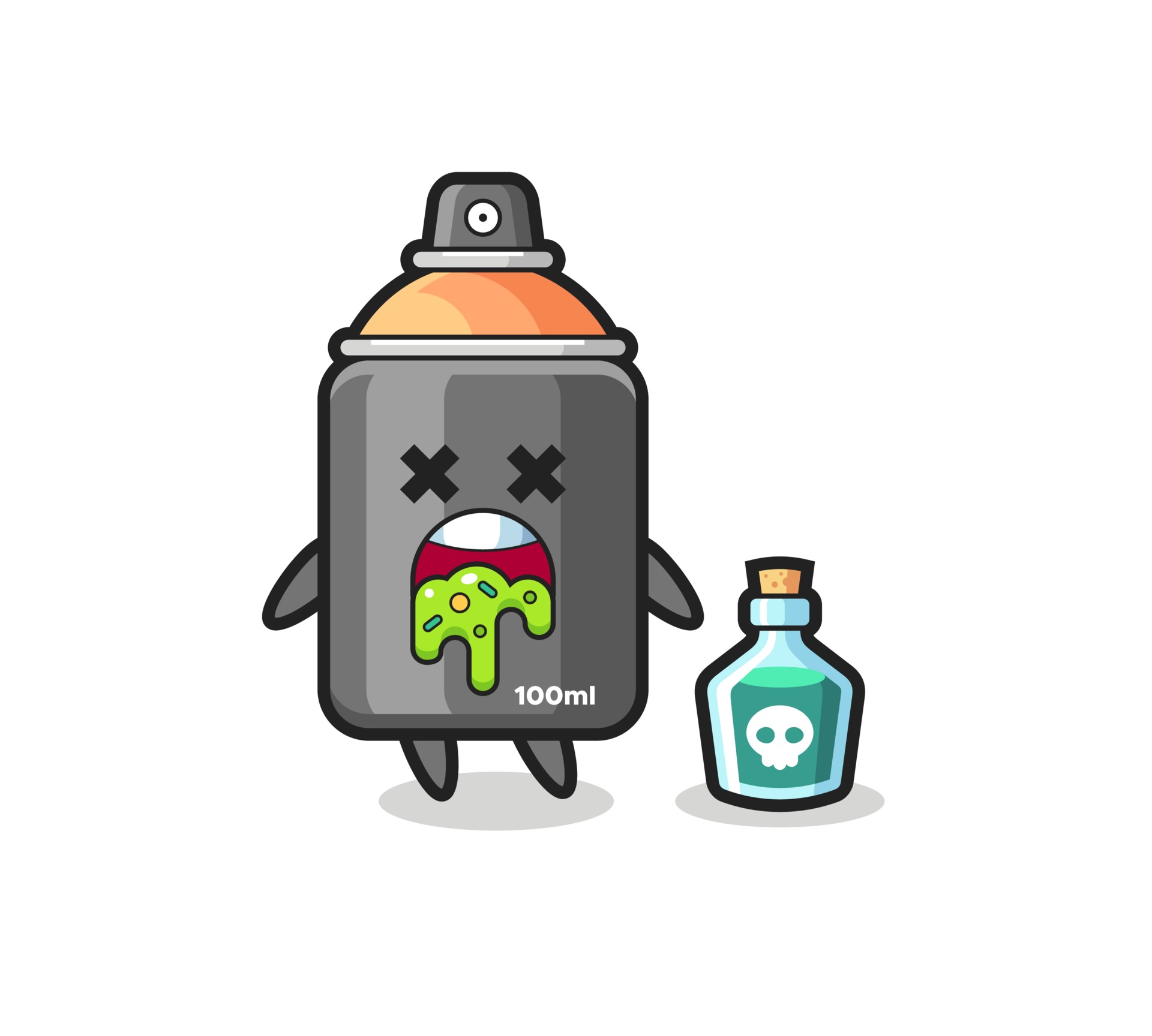 illustration of an spray paint character vomiting due to poisoning