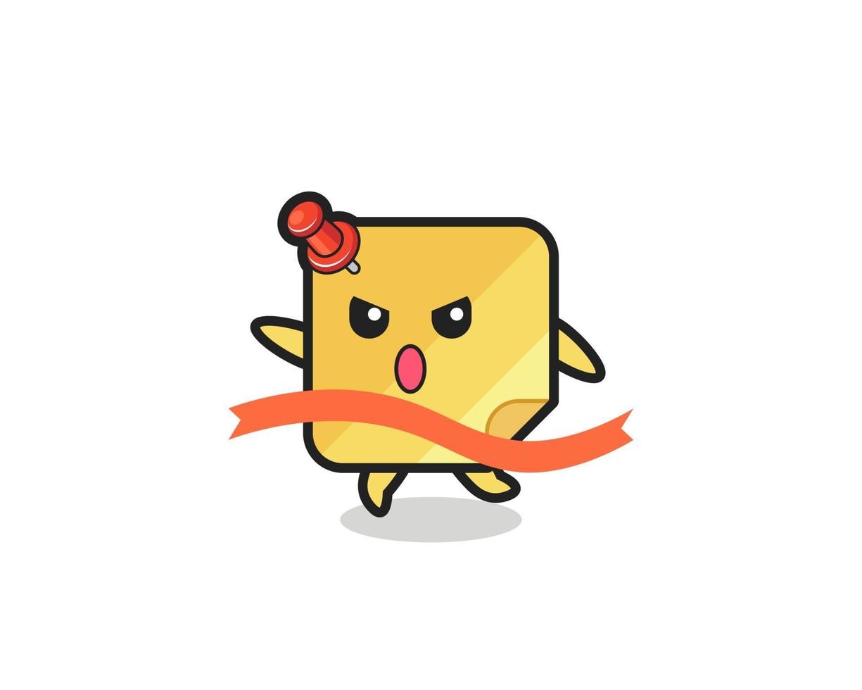 cute sticky notes illustration is reaching the finish vector