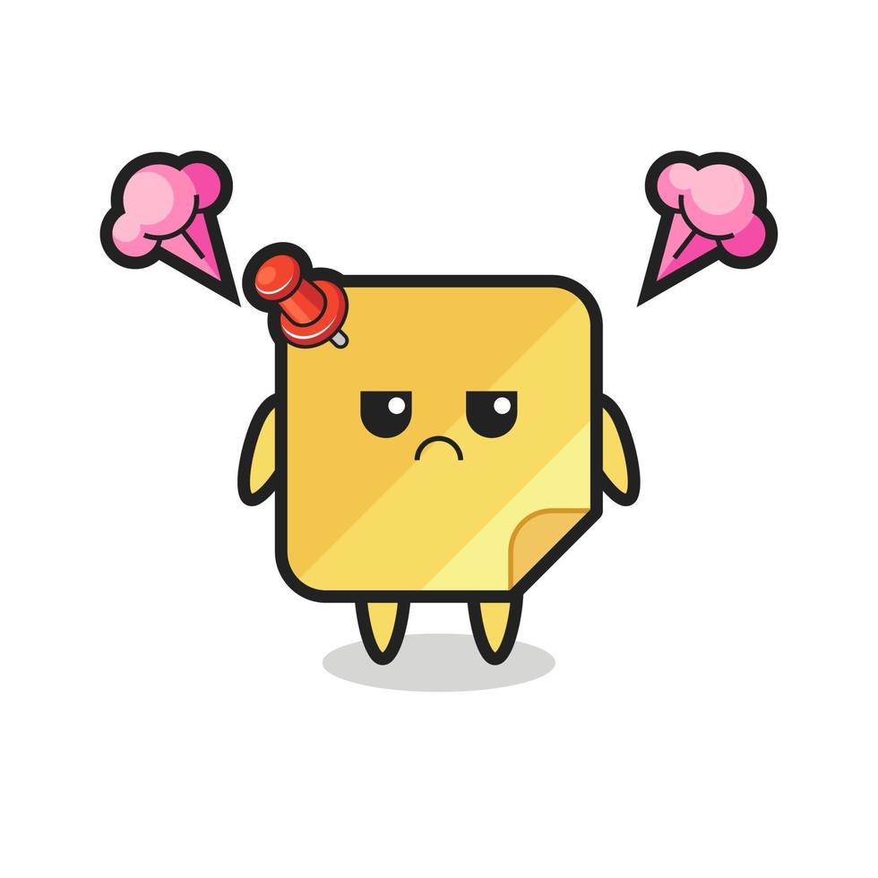 annoyed expression of the cute sticky notes cartoon character vector