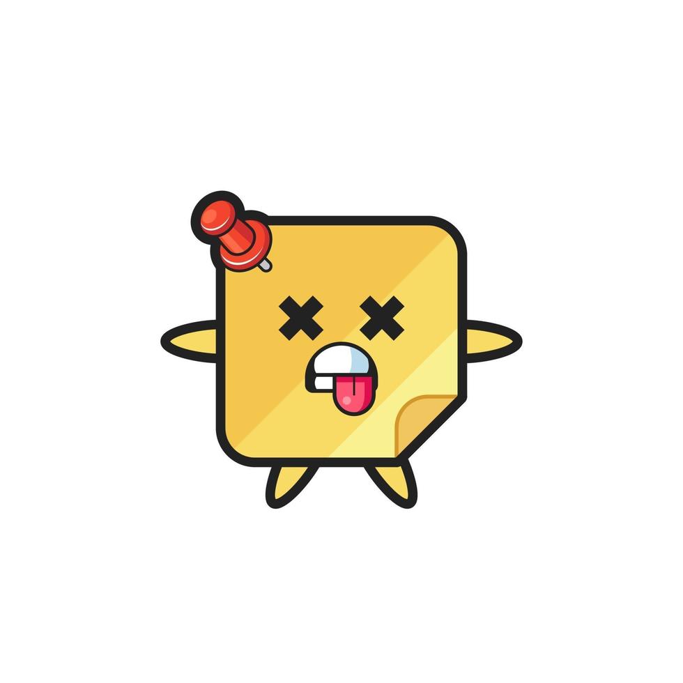 character of the cute sticky notes with dead pose vector