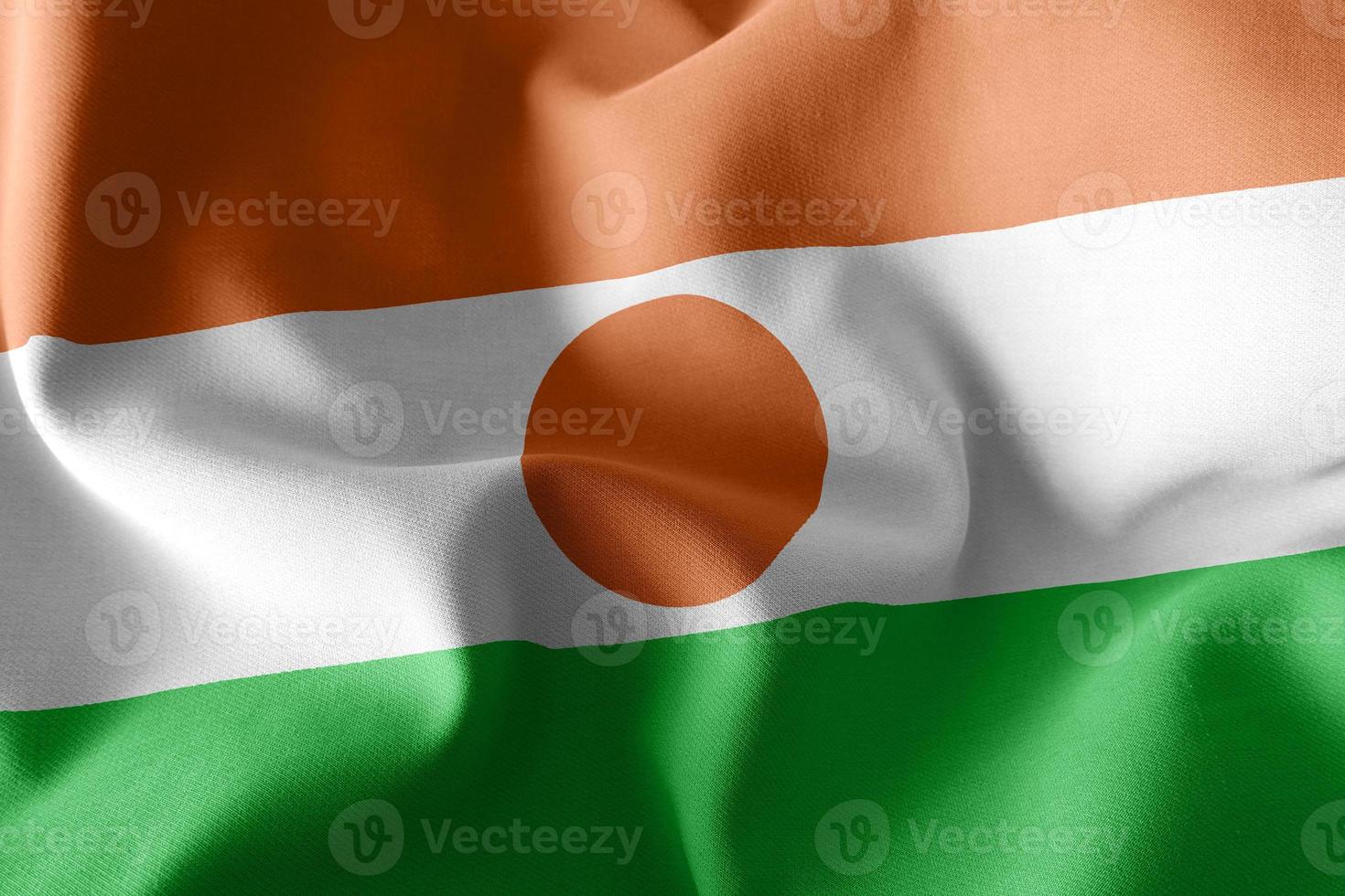 Bandera de ilustración de renderizado 3D de Níger. foto