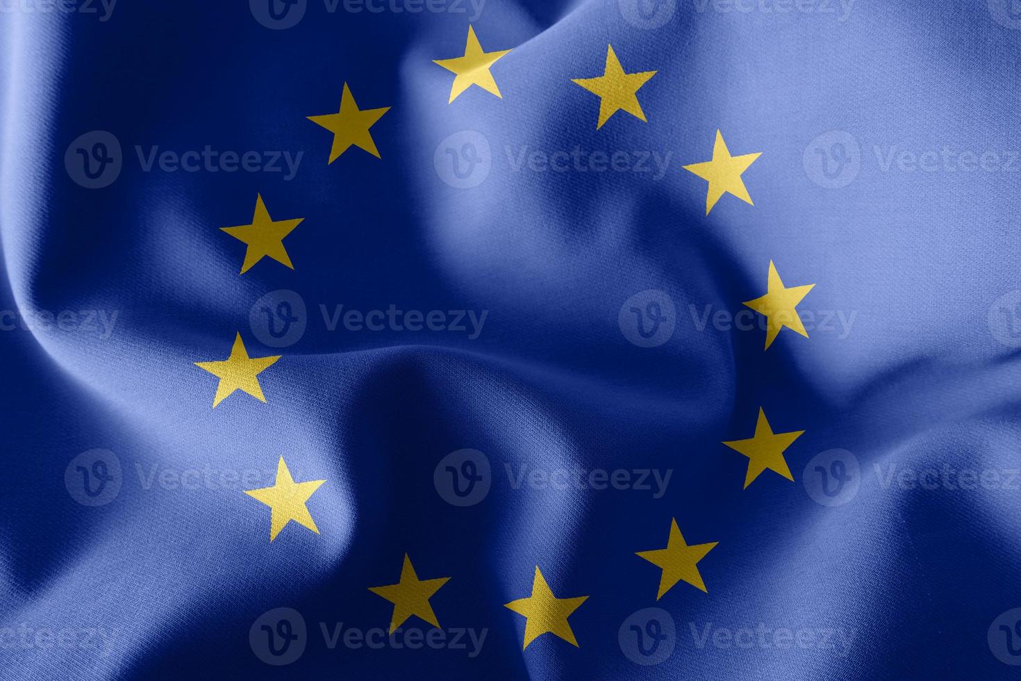 Representación 3d de la ilustración de la bandera de la unión europea foto