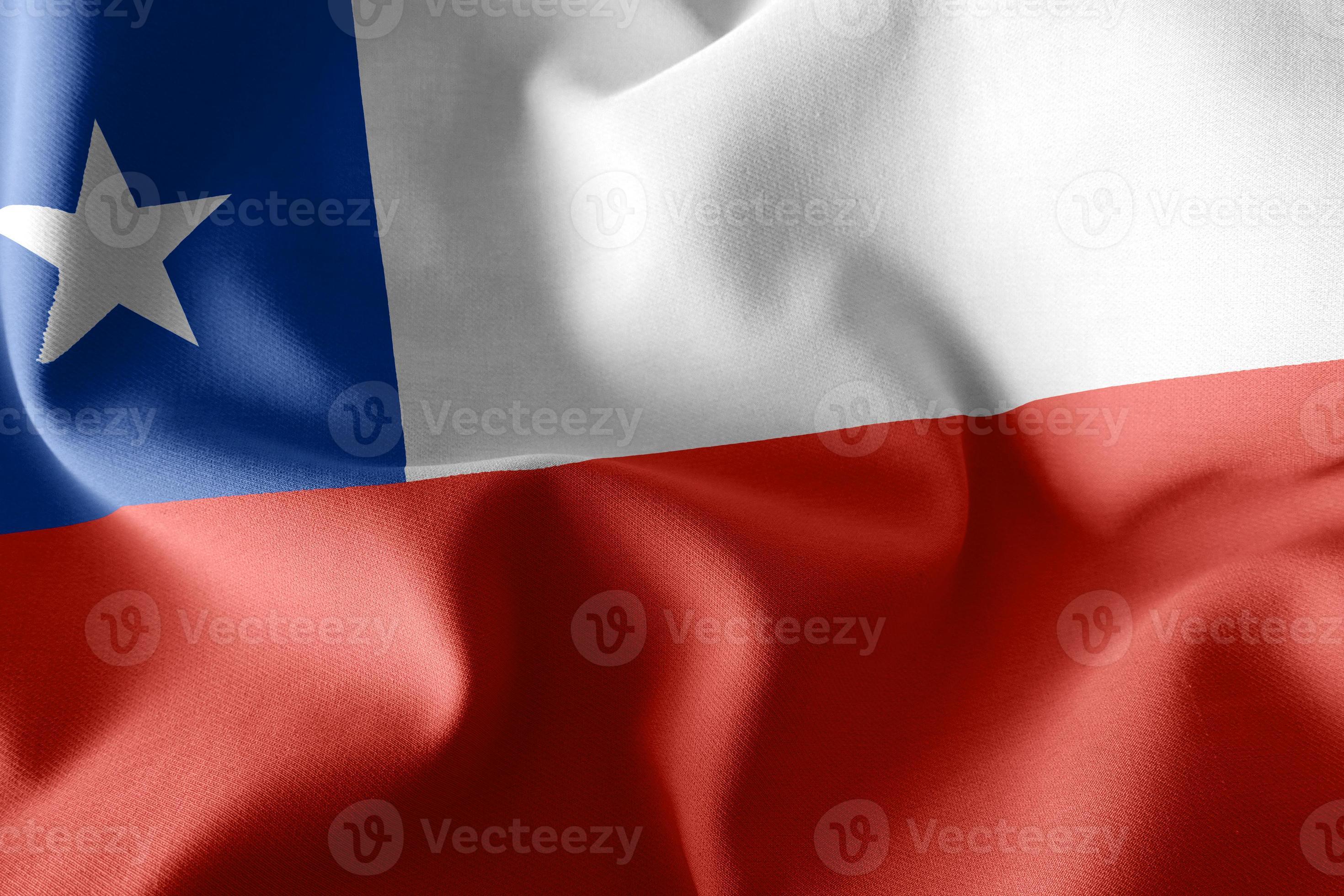 3D rendering illustration closeup flag of Chile photo