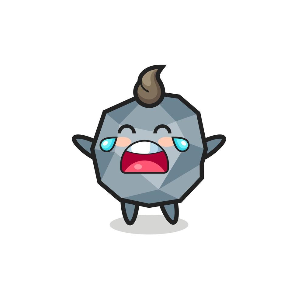 the illustration of crying stone cute baby vector