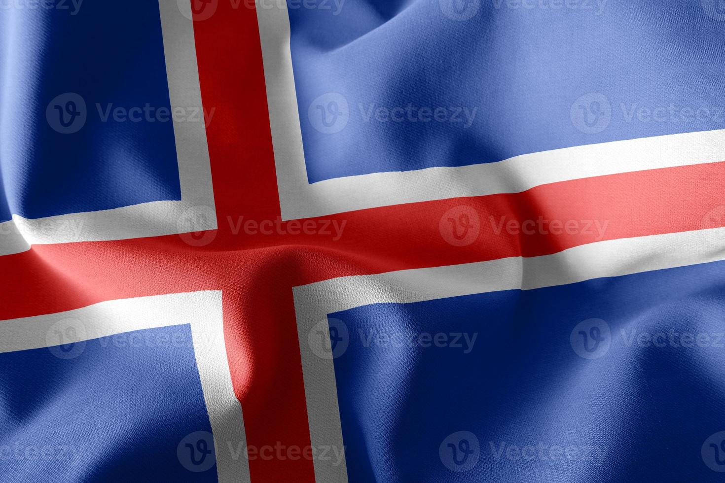 Ilustración de renderizado 3D bandera de islandia. foto