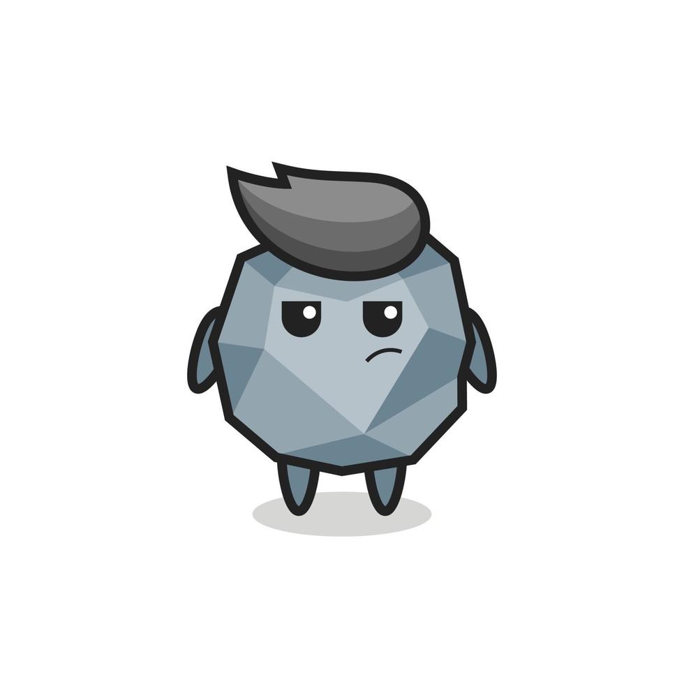 cute stone character with suspicious expression vector