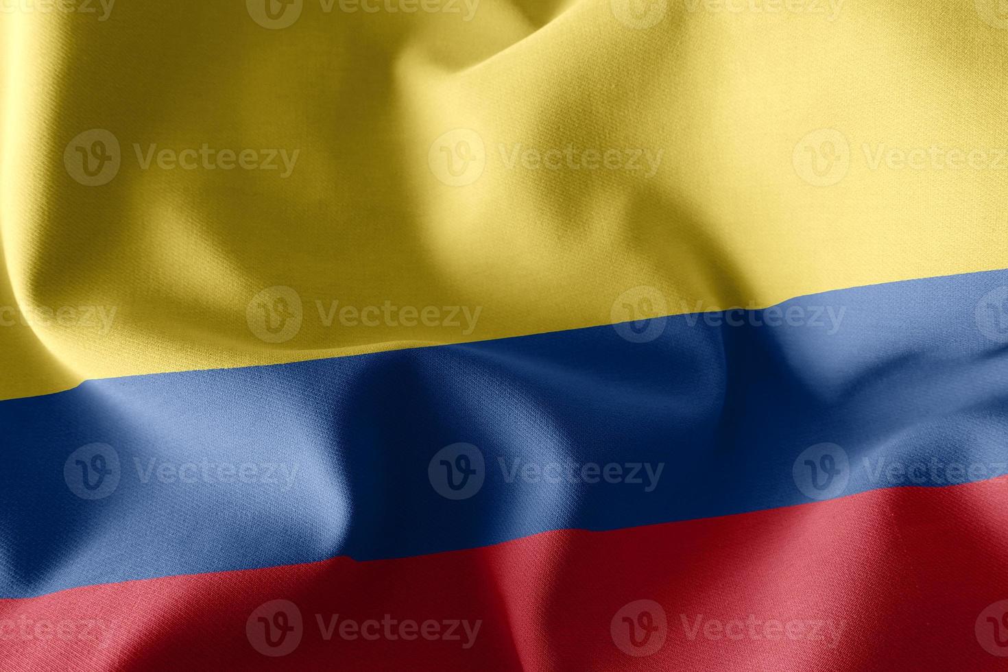 3D rendering illustration closeup flag of Colombia. photo