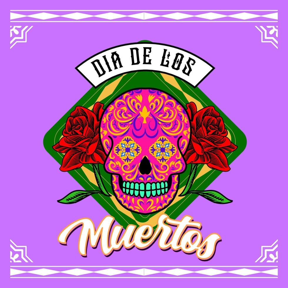 cabeza de calavera decorativa día de muertos ilustración de méxico vector