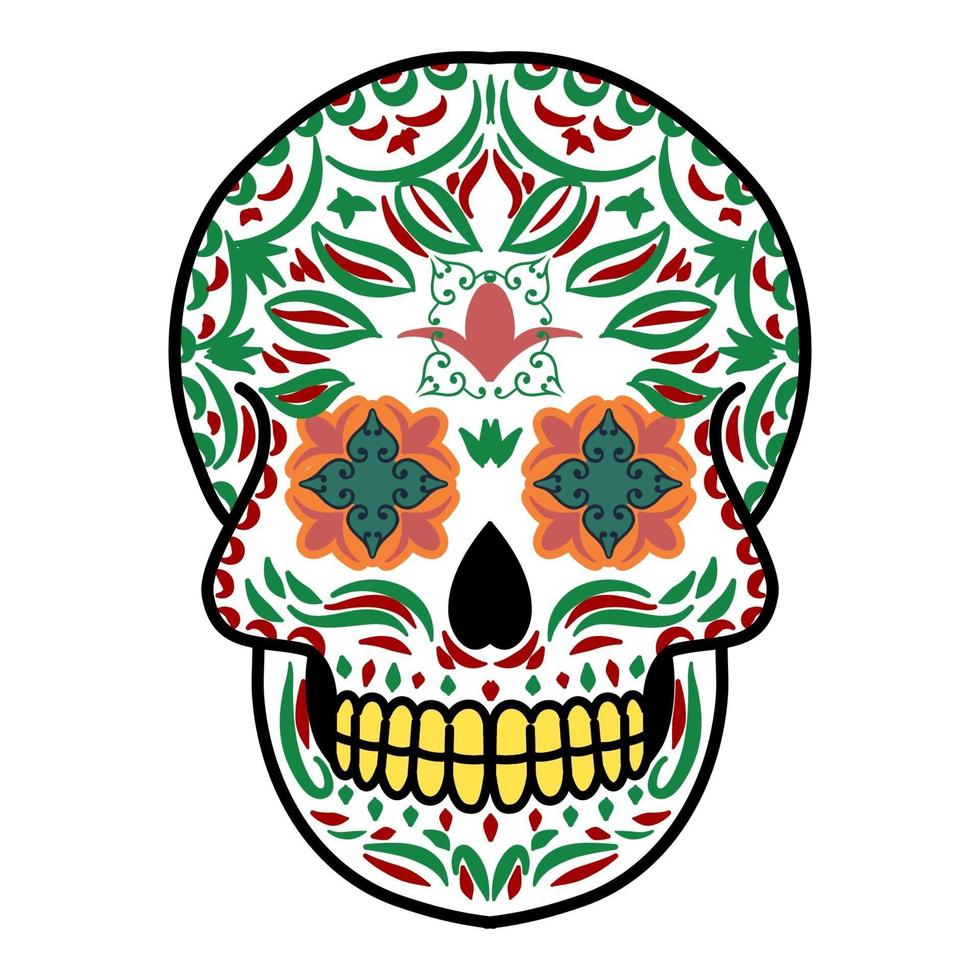 cabeza de calavera decorativa día de muertos ilustración de méxico 3444178  Vector en Vecteezy
