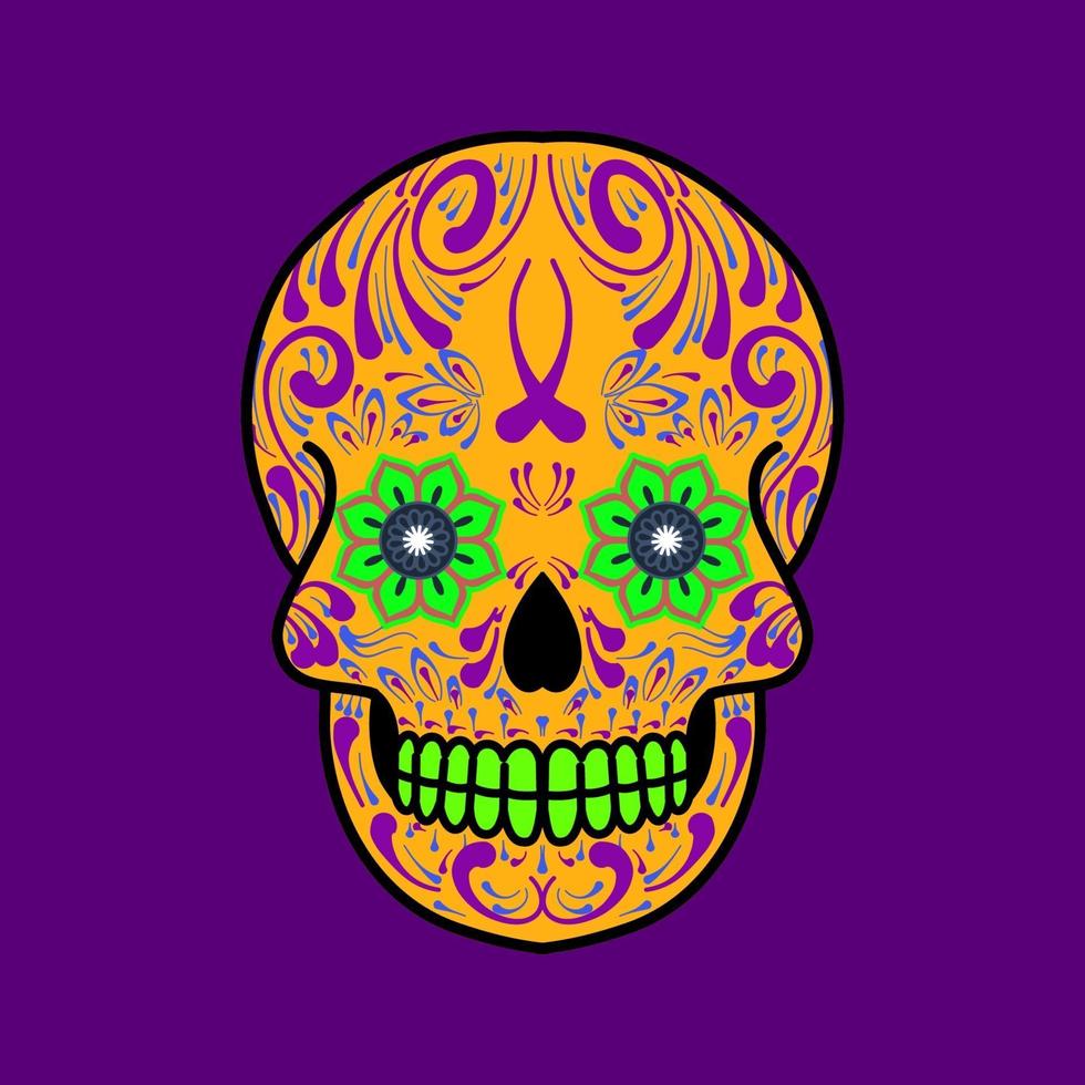 cabeza de calavera decorativa día de muertos ilustración de méxico vector