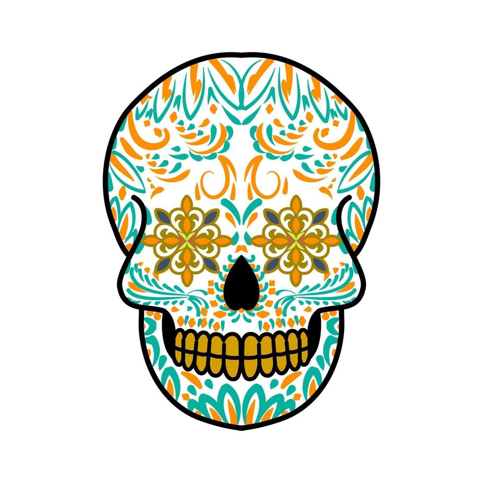 cabeza de calavera decorativa día de muertos ilustración de méxico vector