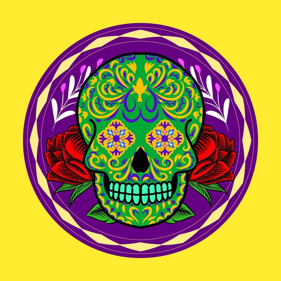 cabeza de calavera decorativa día de muertos ilustración de méxico vector