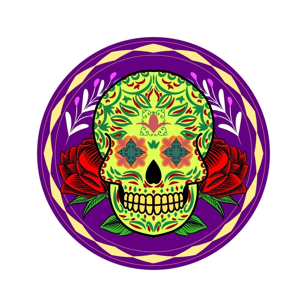 cabeza de calavera decorativa día de muertos ilustración de méxico vector